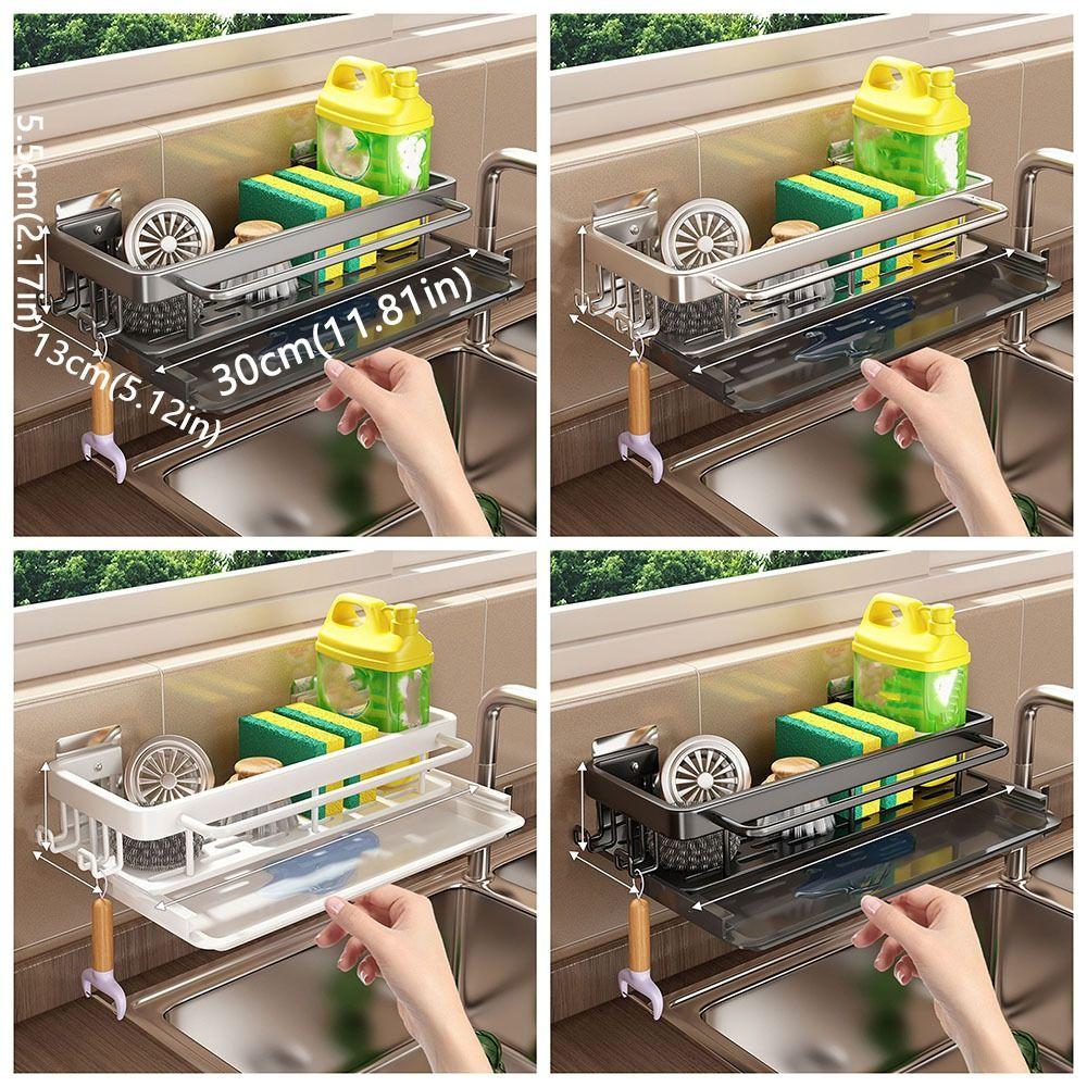 Aluminum Kitchen Storage Rack with Tray Storage Organizer  Household Organization