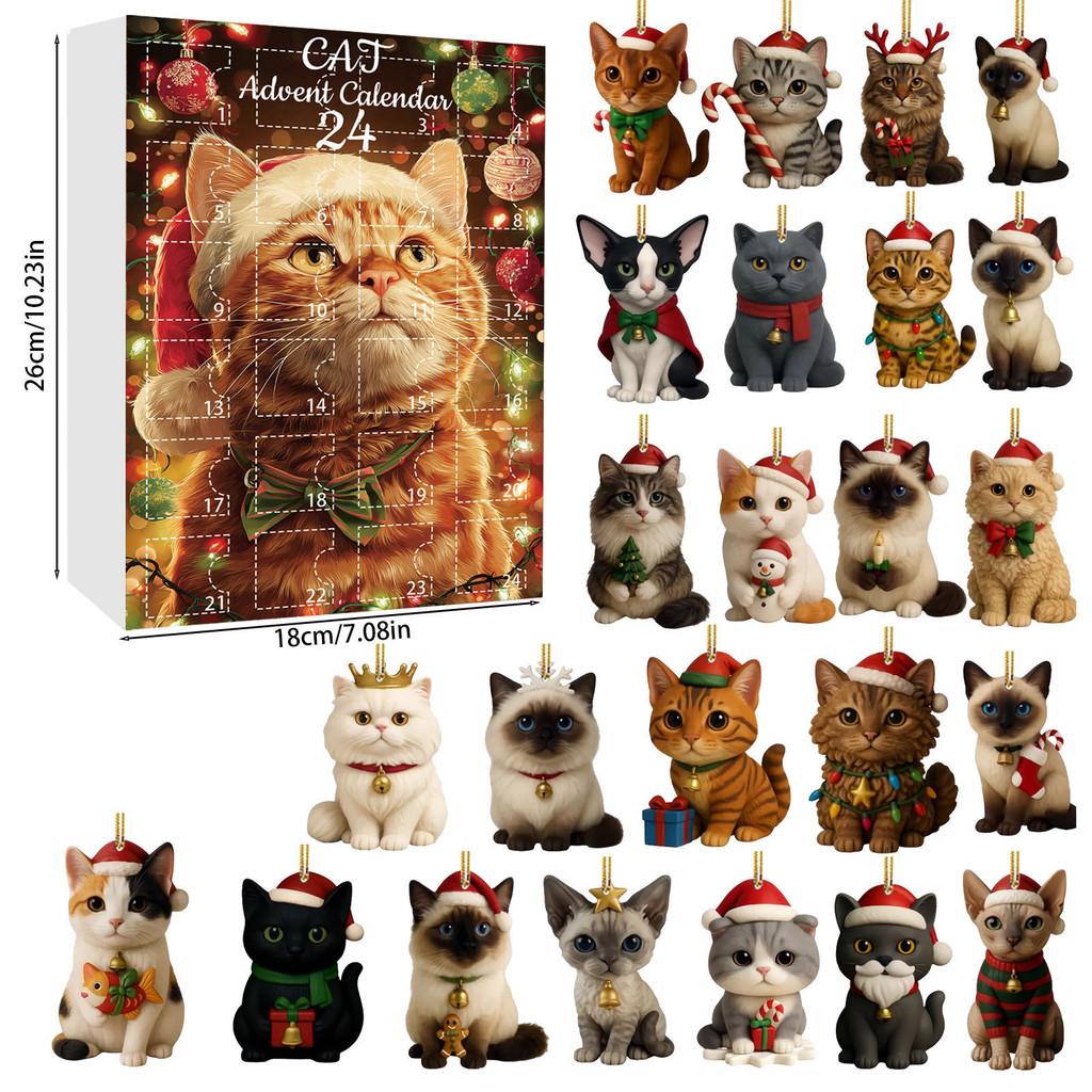 Christmas Cat Acrylic Advent Calendar With 24 Decor Slots For Holiday Celebrations
