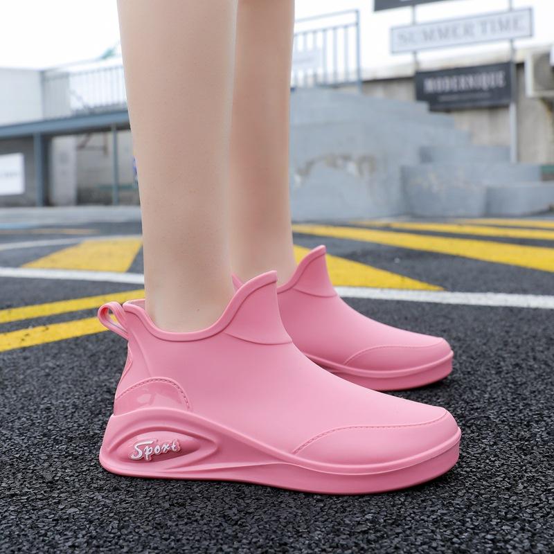 Japanese rain shoes women's fashion outdoor short water shoes women's kitchen work non-slip rubber shoes low-top waterproof rain boots