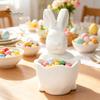 Handmade Craft Bowl 3D Printed Easter Bunny Candy Bowl, Cute Rabbit Holding Figurine, DIY Paintable White Desk Shaped Holder Decor for Living