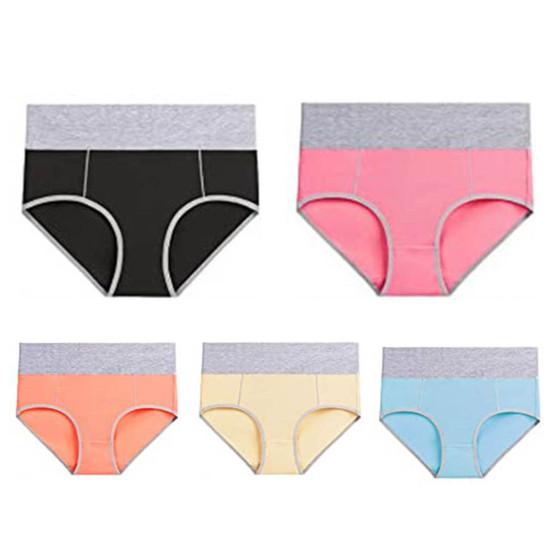 5 pièces femmes culottes sans couture taille haute couleur assortie doux respirant anti-septique anti-boulochage contrôle du ventre fesses levées dame caleçons
