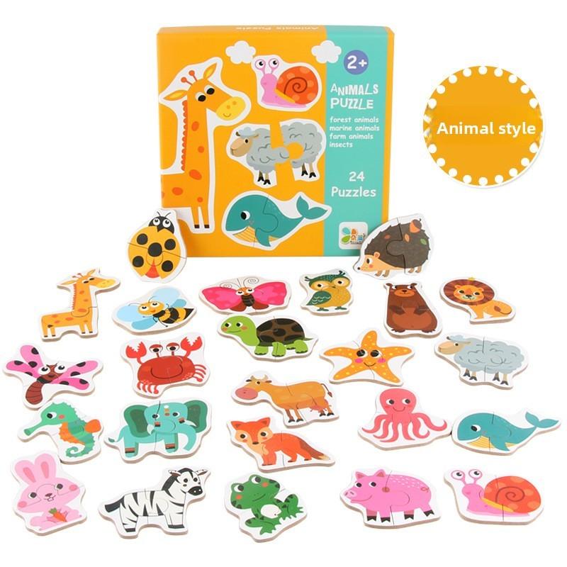 Wooden Childrens Animal Transportation Fruit Vegetable Puzzle Educational Toy For Toddler Learning Animal