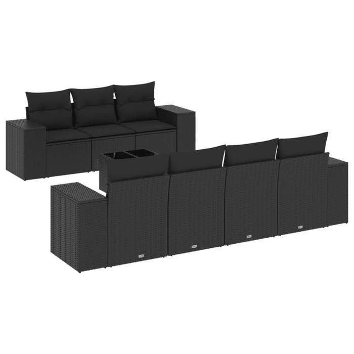 VidaXL Garden Lounge Set with Cushions 8 Pcs, Patio Sofas, Patio Furniture Set, Outdoor Furniture, Black 3254662