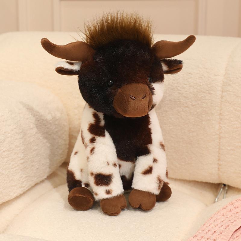 Simulated Sitting Cow Plush Toy, Black and White Cow Doll, Wild Forest Animal Children's Doll
