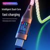 RGB Luminous 3-in-1 Charging Cable for Huawei and Apple - PD-Compatible with Gradient Light for Car Atmosphere.