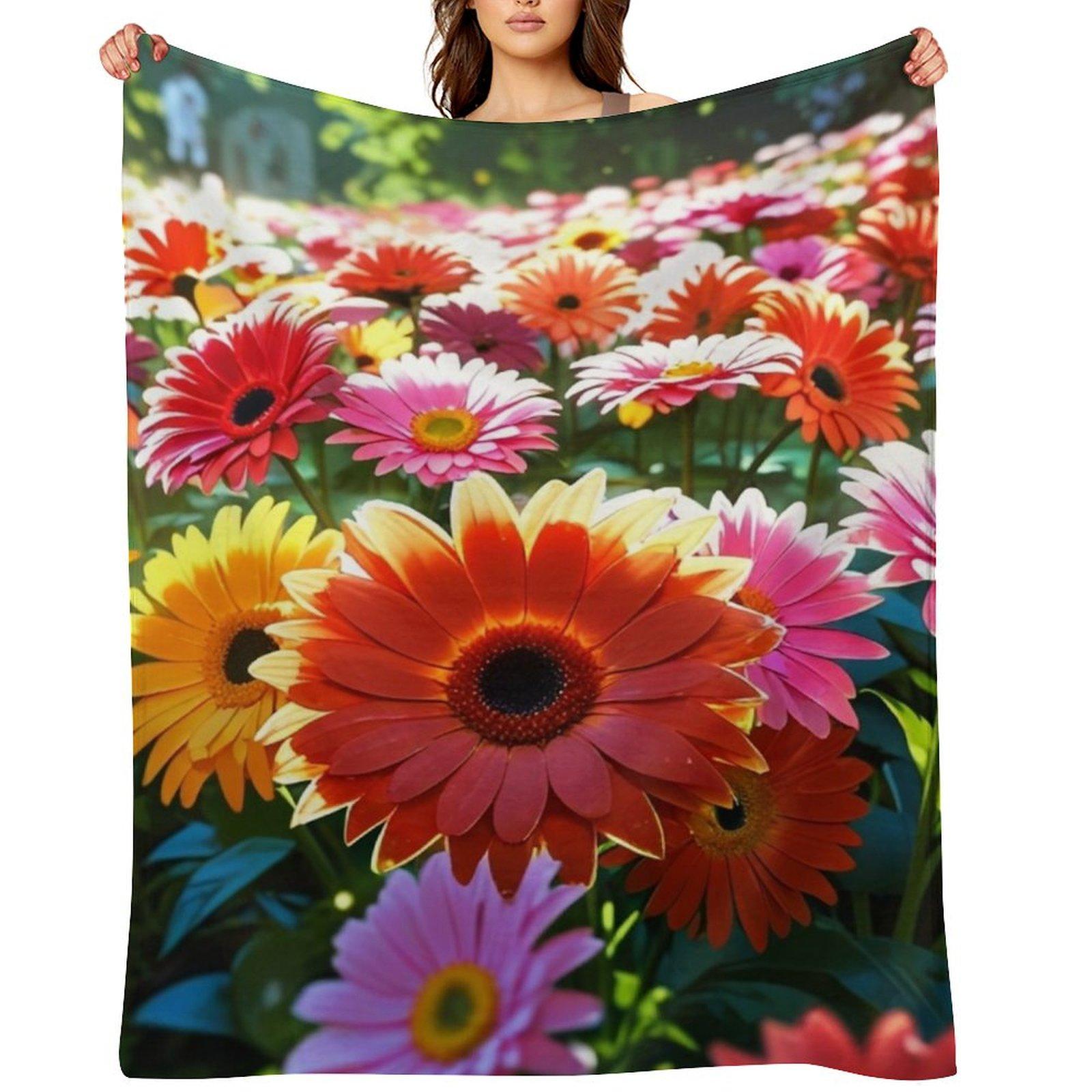 Gerbera daisies blossoms. Throw Blanket Thermals For Travel Soft Plaid Extra Large Throw Luxury Brand Blankets 30x40in