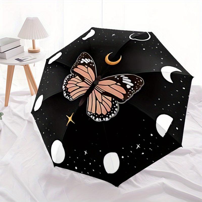 1pc Butterfly Night Sky Automatic Open/Close Umbrella, Portable Folding Umbrella for Everyday Use Yy250826085