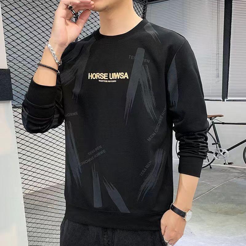 Men Round Neck Long Sleeve T-Shirt Casual Casual Undershirts Tees Tops T Shirt for Man Tees Tops Male Clothing