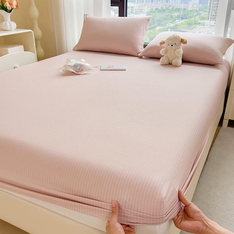 Einfarbig gewaschene Baumwolle Spannbettlakenbezug Schutzbezug Matratze Schmutzabweisend Studentenwohnheim Spannbettlaken