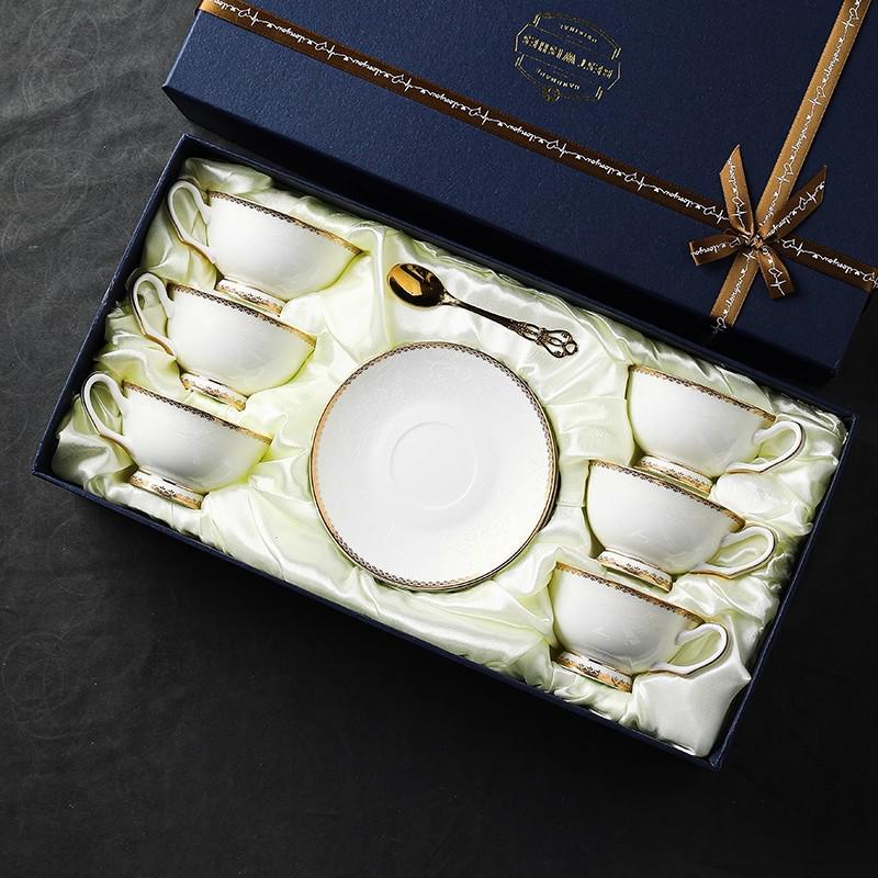 Exquisite European-Style Bone China Tea Cup & Saucer Set with Floral Design and Gold Trim