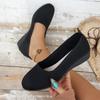 Black Shallow Mouth Round Toe Women Flats Knit Ballet Flat Shoes Casual Slip On Loafers for Women