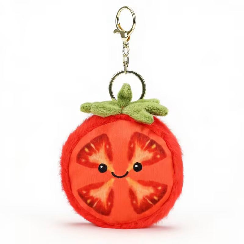 10/20cm Fruit Pluche Kussen Gevuld Sinaasappel Kiwi Tomaat Rond Kussen Simulatie Pluche Speelgoed Bank Huisdecoratie Cadeau 10cm with crab clip