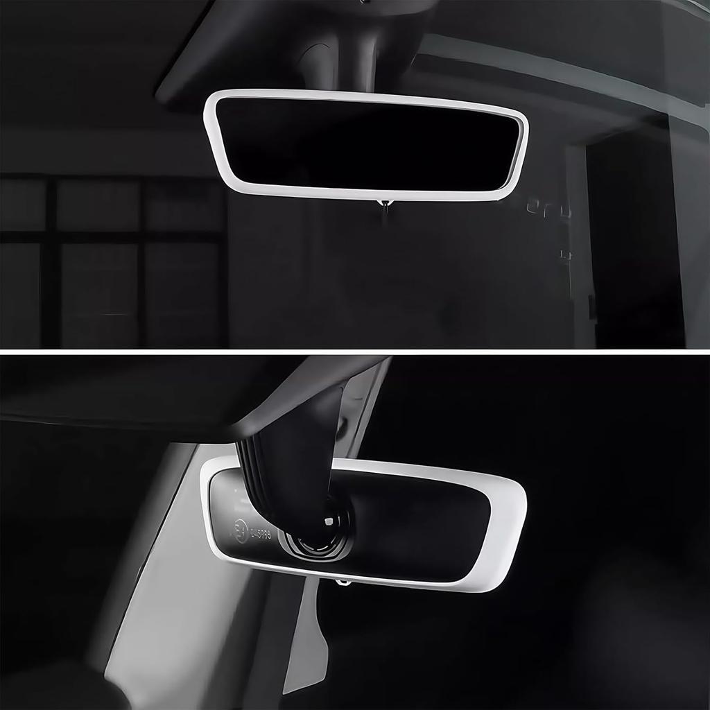 2PCS Protector Trim Frame Compatible With Tesla Model 3 Y -2024 2026 Screen Edge Frame Rearview Mirror Cover Interior Silicone Decorations Center