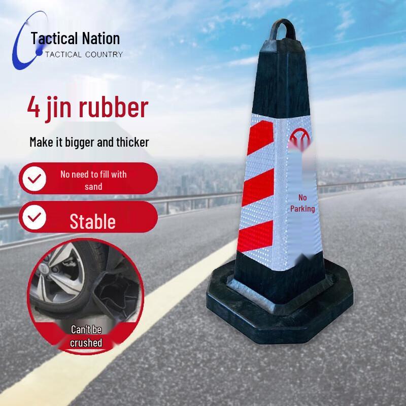 70cm Reflective Red & White Rubber Traffic Cone