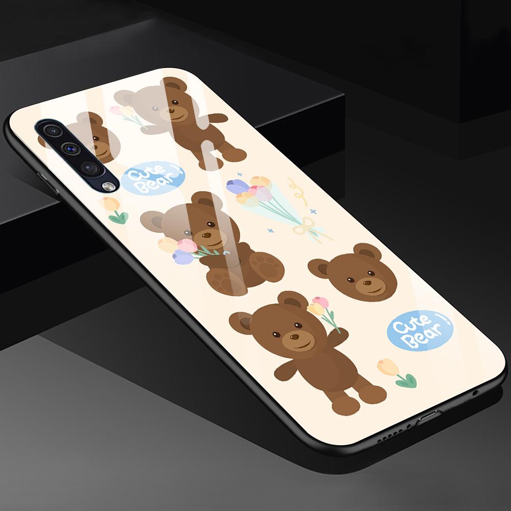 Cute Bear Duck Phone Case For Samsung Galaxy A72 A22 A21s A03 Core A52 A70 A71 A73 A53 A13 5g A03 A42 Tempered Glass Cover