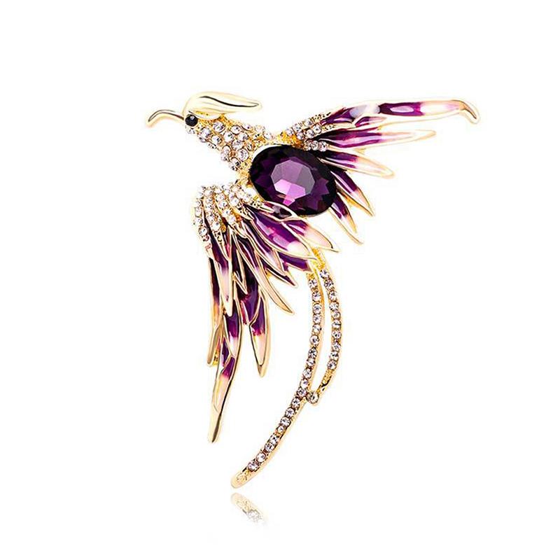 Enamel Phoenix Bird Brooches Animal Pin For Women Men 5-Color Enamel Flying Beauty Bird Party Office Brooch Pin Gifts
