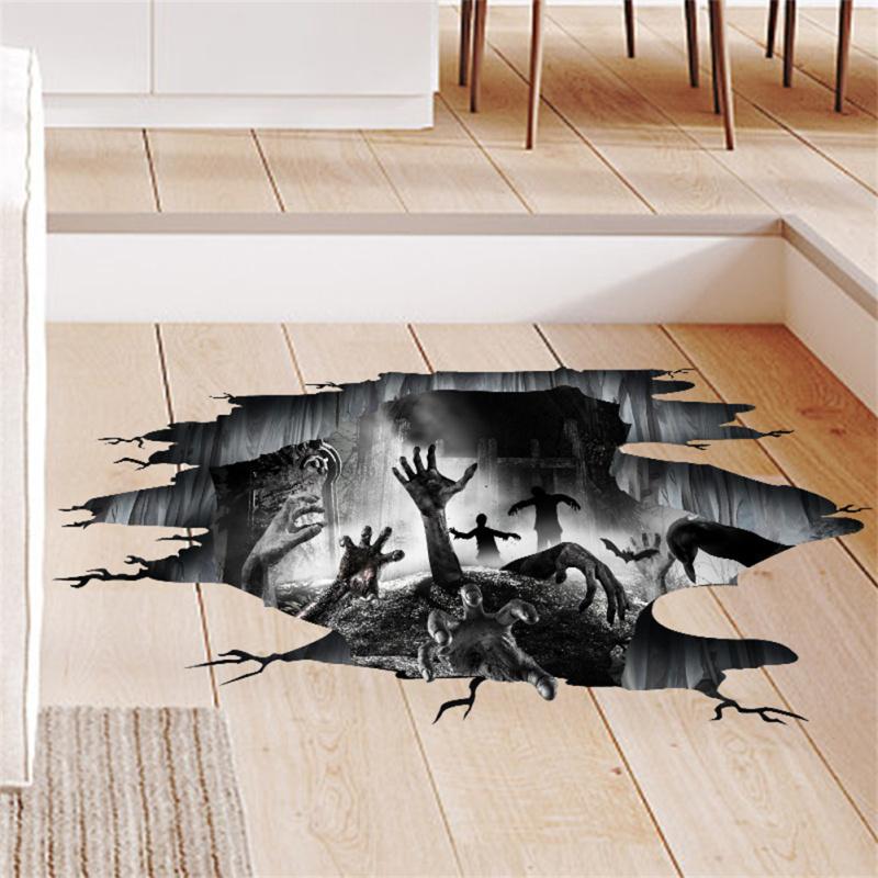 2pcs Pvc 3d Halloween Wall Stickers Scary Hand Decals Wall Posters Mural For Living Room Decor