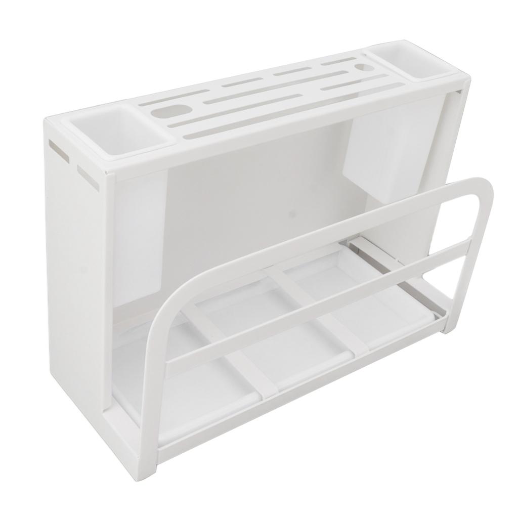 Kitchen Knife Holder White Knife Block Counter Wall Mount Large Capacity Storage Draining with