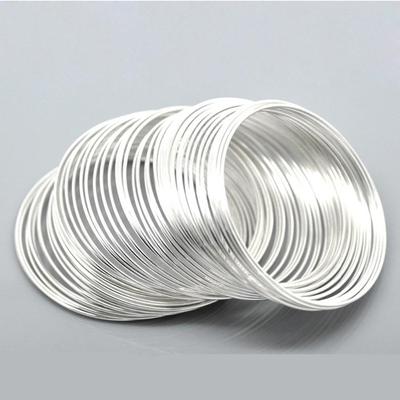 Steel Wire Memory Beading Bracelets Components Round Silver Color DIY Findings 5cm-5.5cm Dia, 15 Loops