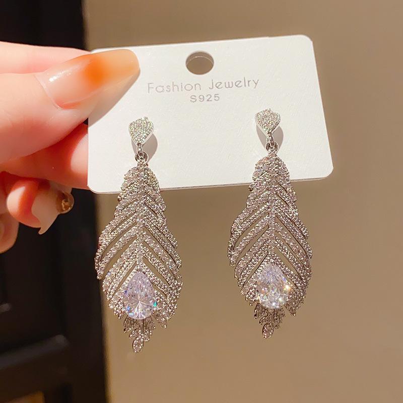 Silver Needle Diamond Tassel Drop Earrings: Elegant, Fashionable, Statement Design