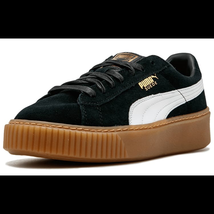 Puma Women Black Low Top Platform Sneakers Split Leather 363559-02