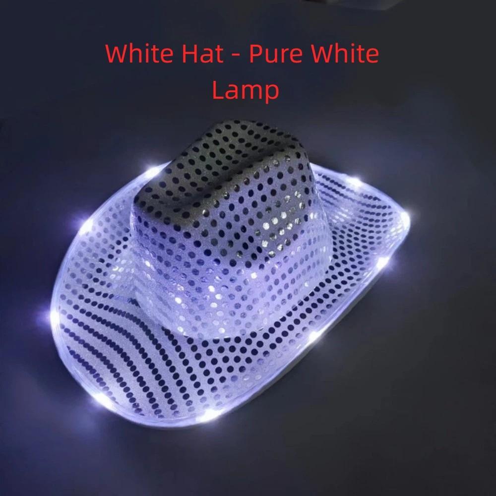 Pearlescent Finish LED Cowboy Hat Luminous Design Glowing Hat Cowgirl Hat  Carnival Party