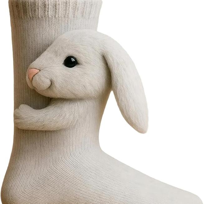 גרבי חיות תלת-ממדיות סרוגות גרבי עצלן מחבק סרוגות ביד למגרב חג המולד נשים