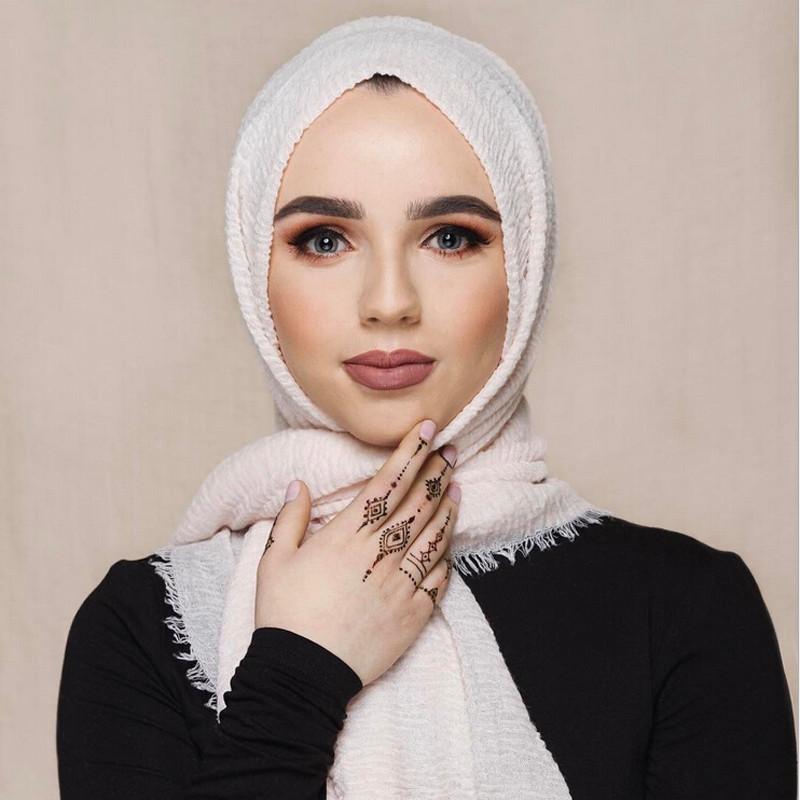 NOVINKA dámská bublinková jednobarevná mačkaná instantní hidžáb pod šátkem bavlna povlečení muslimský šátek a šátek islám turban dámské šátky