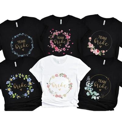 Future Bride Bridal Wedding Tees Bachelorette Hen Party Tshirt Women Evjf Team Bride T-Shirt Short Sleeved Black White Tops