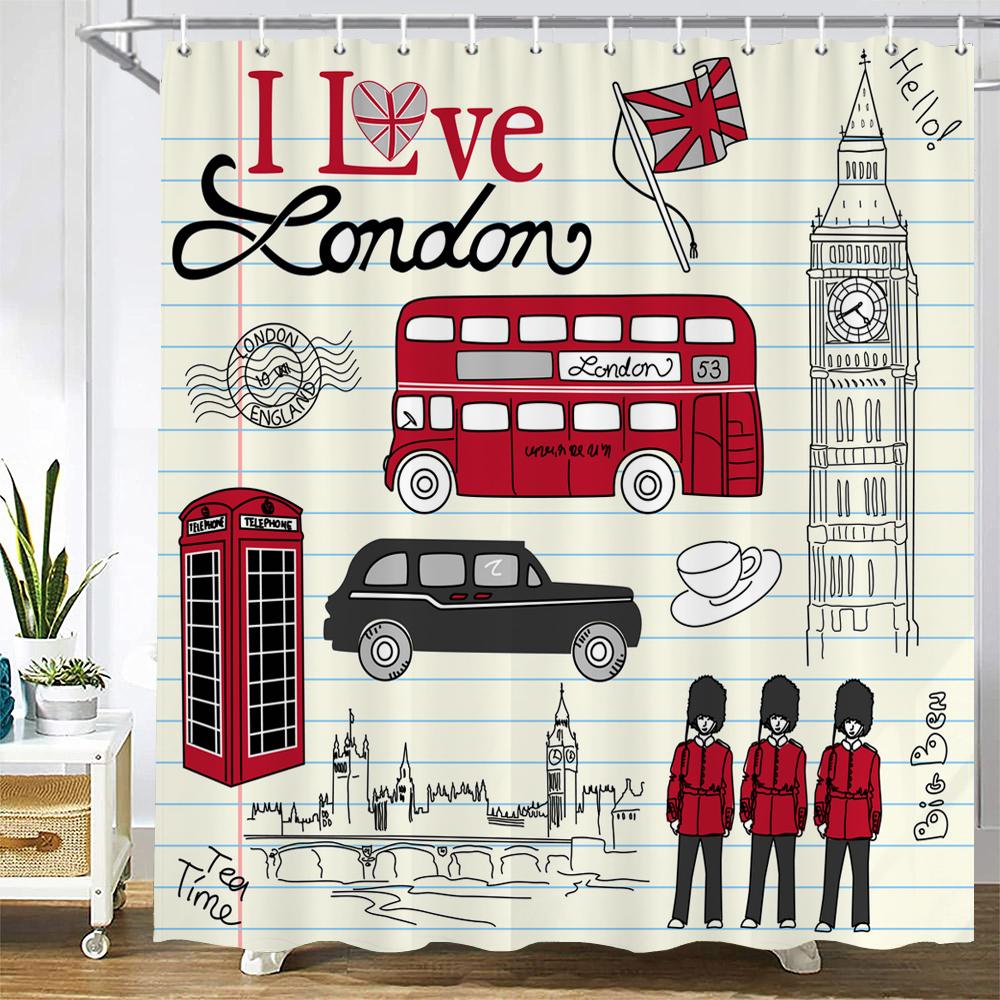 Custom Old Wood Shower Curtain Waterproof Bathroom Polyester Fabric Retro British style Bath Curtains Decor With Hook