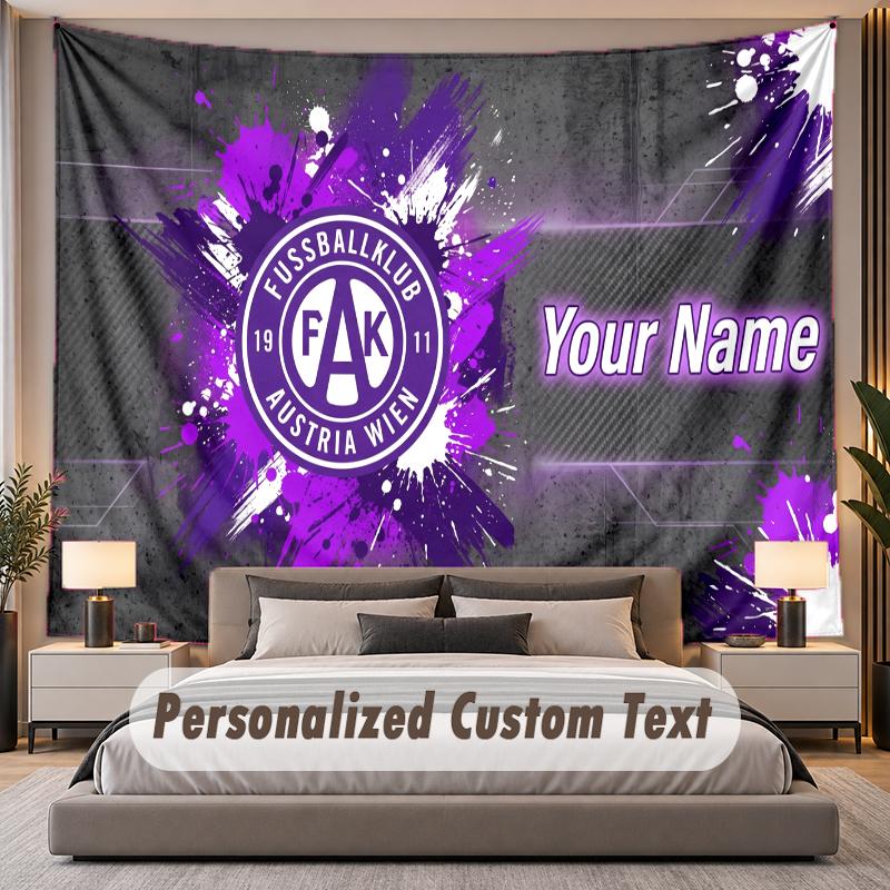 Custom Name Text Tapestry Austria Wien FC Personalized Polyester Wall Tapestry For Bedroom And Room