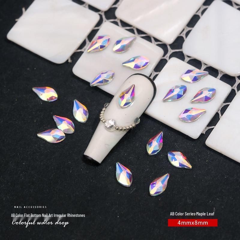 Pietre Nail Art: Diamante de sticlă AB irizate, Accente colorate cu fund plat pentru manichiuri