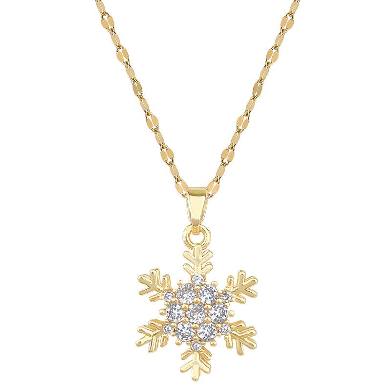 Drehende Himmelsflocken-Licht Luxuriöses Temperament Wunderschöne Voll-Diamant-Halskette Damen Vielseitig Schlüsselbein-Kette Titanstahl-Kette