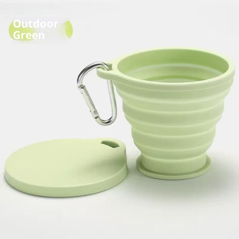 180ml Mini Folding Cup Silicone Retractable Cup Outdoor Travel Coffee Telescopic Drinking Mug With Lid