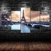 Eiffel Tower Romantic Paris France 5 Piece Five Panel Wall Canvas Print Modern Art Poster Picture Home Decor Gift For Him For Her