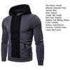 Men Fall Winter Hoodie Colorblock Drawstring Long Sleeves Big Pocket Hooded Retro Thin Loose Daily Wear Casual Sport Top