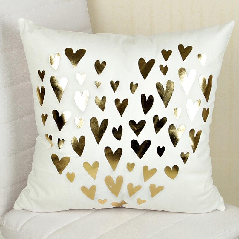 Luxurious Gold Shining Printed Cotton Throw Pillow Case For Elegant Home Decor