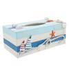 1pc Mediterranean Decorative Tissue Box Wooden Craft Storage Organizer For Home Bedroom Office Desktop Streaked Lighthouse