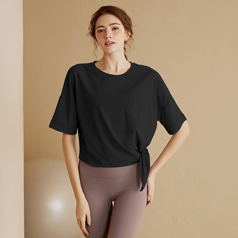 

Женские спортивные топы до бедра: Тонкие, свободные, дышащие блузки для йоги и бега на лето S