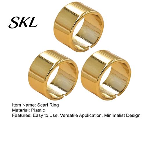 Non-slip Scarf Ring 3Pcs Minimalist Round Rings, Golden Plastic Slide Women Simple Holders for Neckerchiefs Shawls Shirts Electroplated