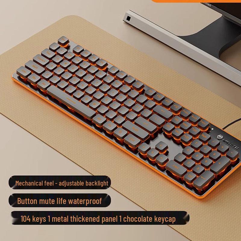 Langtu Silent Wired Keyboard with Backlit Mechanical Feel for Office & Laptop