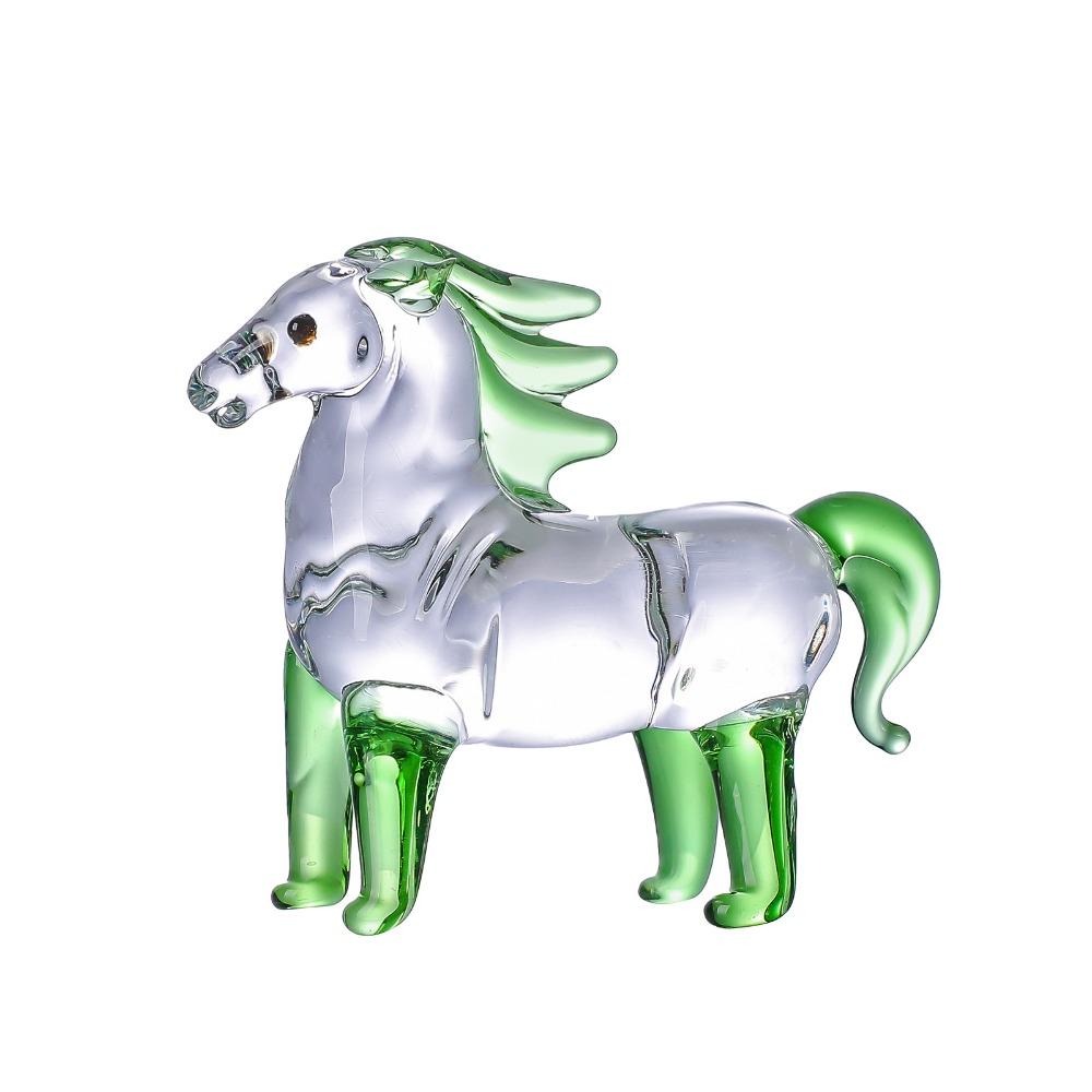 Colorful Decorative Crystal Horse Statue Glass Animal Sculpture  Office Decoration