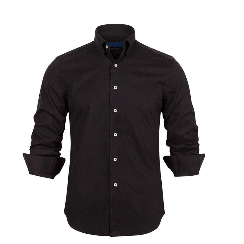 Spring Men's Casual Solid Color Long Sleeve Lapel Shirt