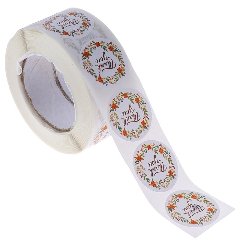 500Pcs/roll Floral Thank You Sticker for party Package stationery sticker