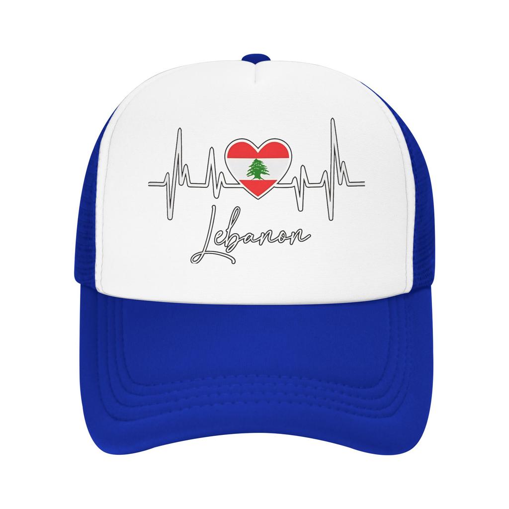 My Heart Beats For Lebanon Sun Hats Classic UnisexTeens Mesh Trucker Hat Breathable Print Outdoor Sport Baseball Caps