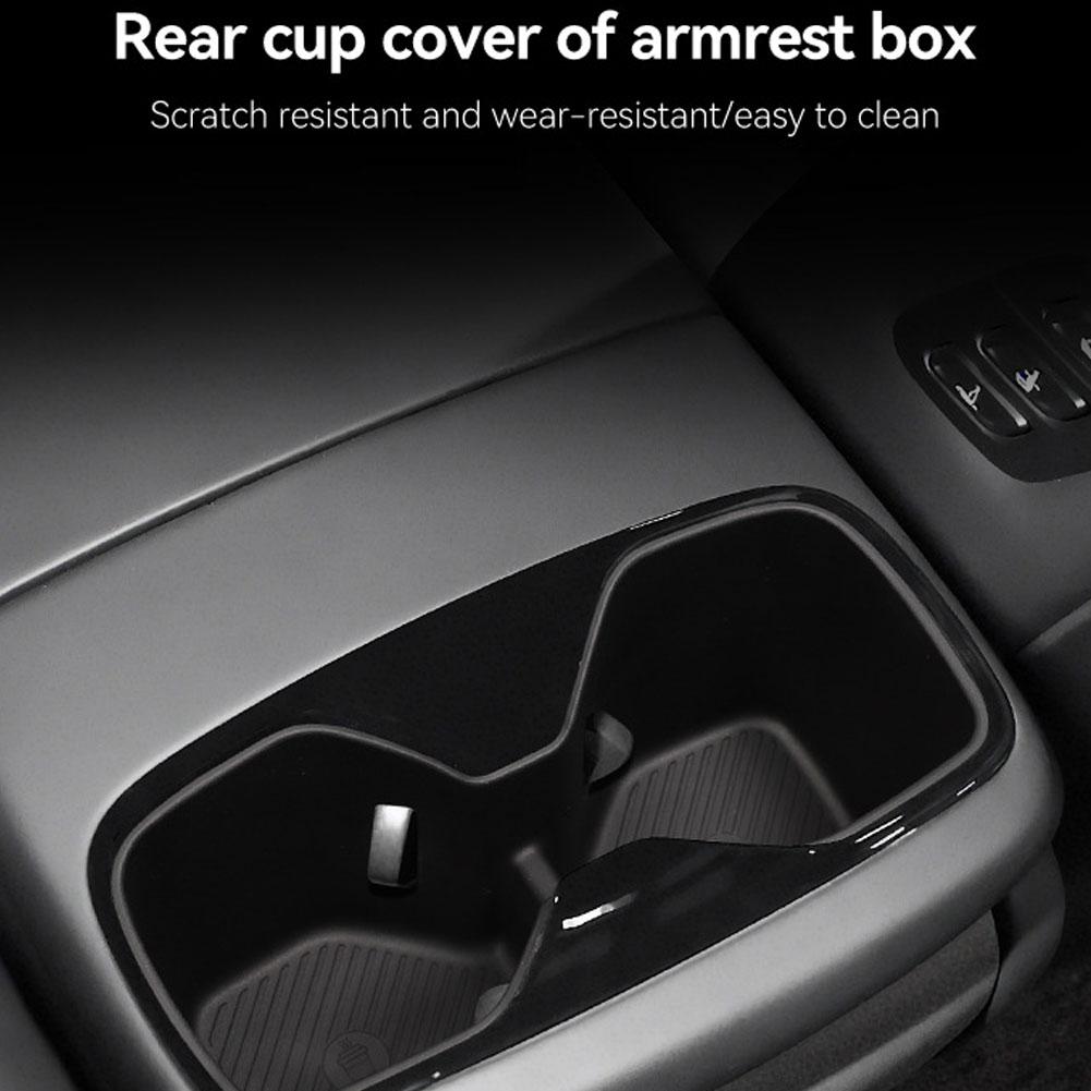 For Kia EV9 2025 2025 TPE Armrest Rear Water Cup Holder Storage Box Tray Organizer Car Interior Accessories Black