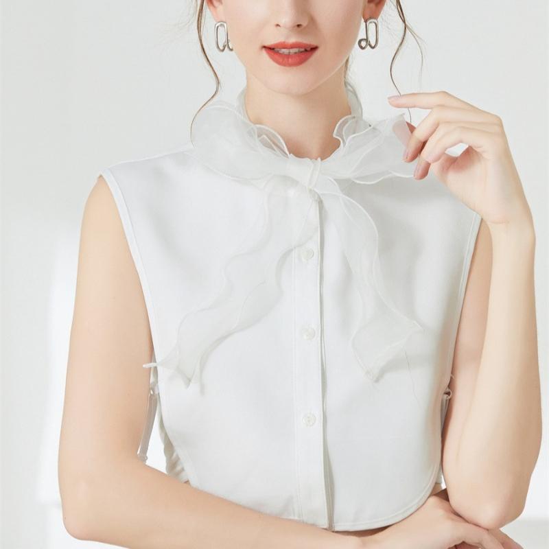 Fake Collar Women's Autumn and Winter Versatile Chiffon Decoration Stand False Collar For Sweater Bowknots Detachable Collar