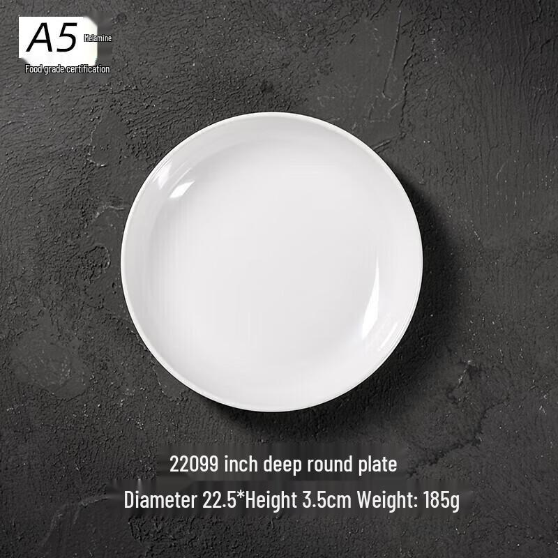 A5 Food-Grade Melamine 9-inch Deep Round Dinner Plates, 2-Pack