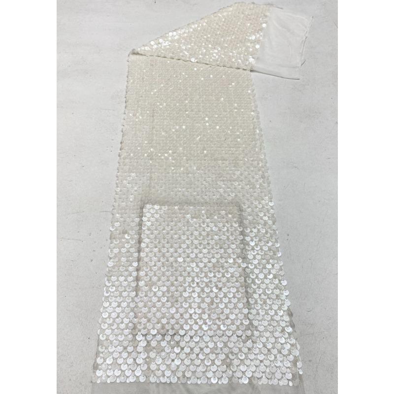 Stretch Mesh Fabric with Shell Sequins Beads Shimmer Embroidery for Women's Dresses Evening Gowns Kids' Clothing Shoes Bags