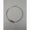 Modern Asymmetric Collar Chain With Tiger Eye Stones And Titanium Pendant For Unisex